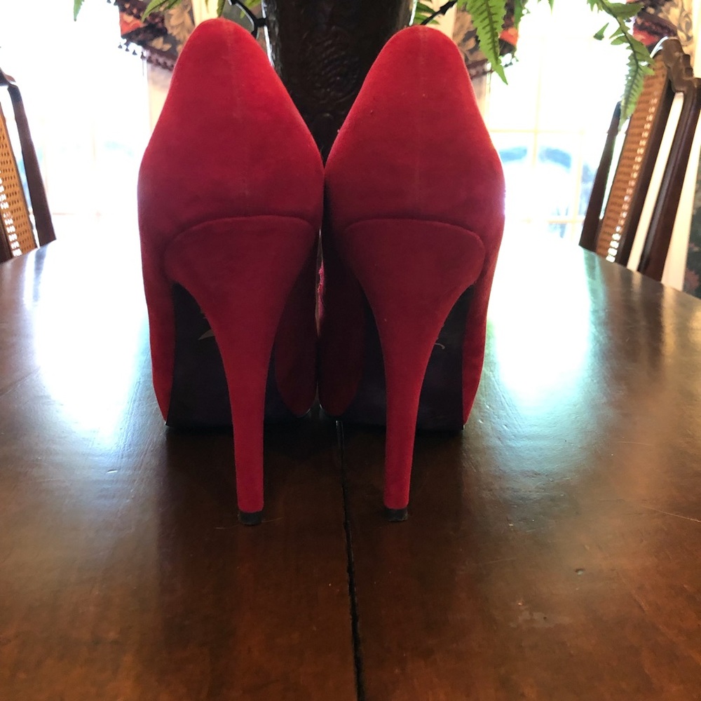 ❤️ RED Shiekh Laura Felt 5" Stiletto Heel Size 10M - Picture 4 of 7
